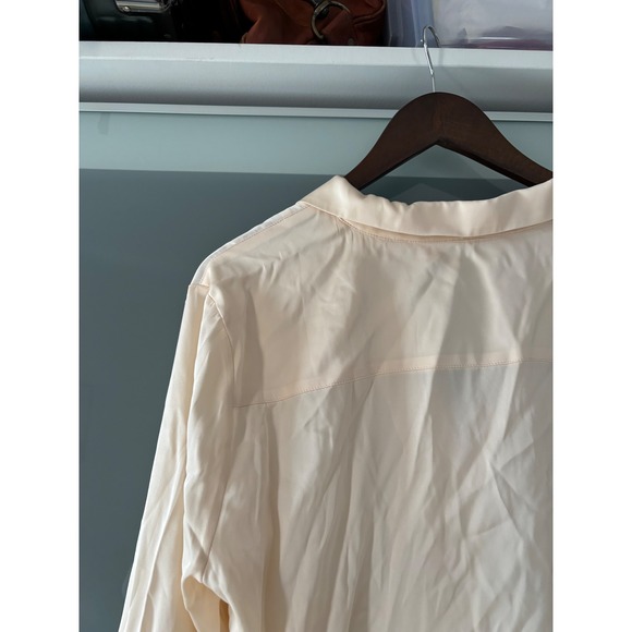 NWT* Quince Silk Washable Stretch Notch Collar Blouse XL Champagne  Soft Pink - Picture 8 of 11